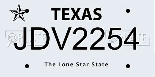 JDV2254 Texas License Plate