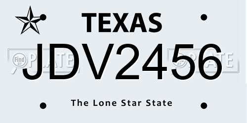 JDV2456 Texas License Plate