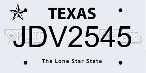 JDV2545 Texas License Plate