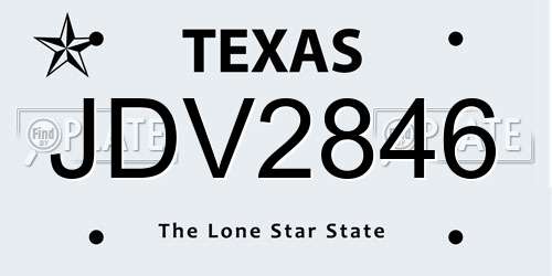 JDV2846 Texas License Plate