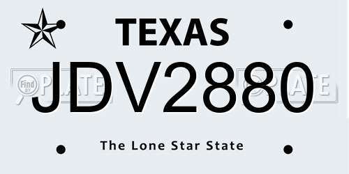 JDV2880 Texas License Plate