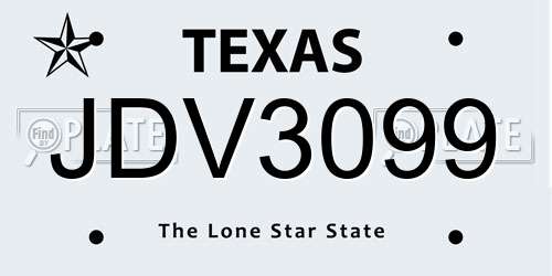 JDV3099 Texas License Plate