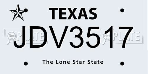 JDV3517 Texas License Plate