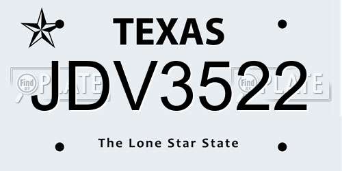 JDV3522 Texas License Plate