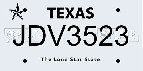 JDV3523 Texas License Plate