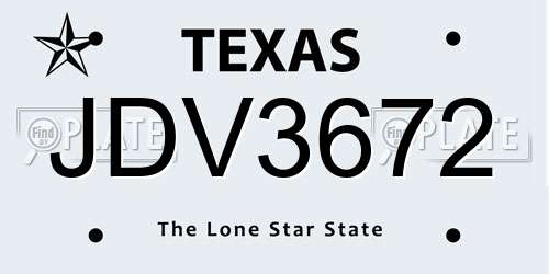JDV3672 Texas License Plate