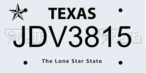JDV3815 Texas License Plate