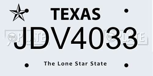 JDV4033 Texas License Plate