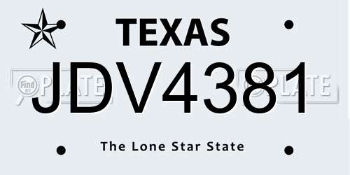 JDV4381 Texas License Plate