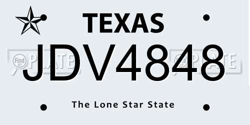JDV4848 Texas License Plate