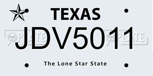 JDV5011 Texas License Plate