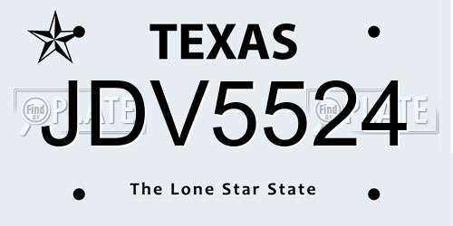 JDV5524 Texas License Plate
