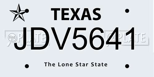 JDV5641 Texas License Plate