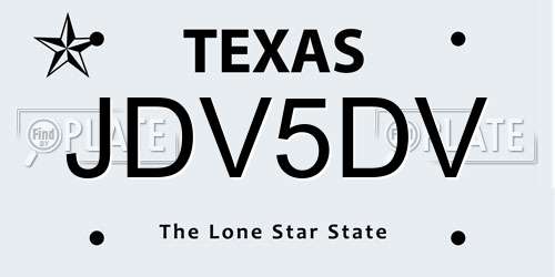 JDV5DV Texas License Plate