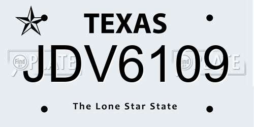 JDV6109 Texas License Plate