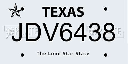 JDV6438 Texas License Plate