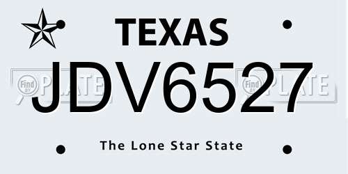 JDV6527 Texas License Plate