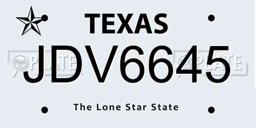 JDV6645 Texas License Plate