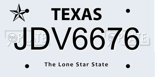 JDV6676 Texas License Plate
