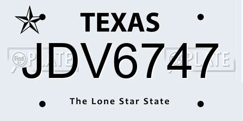 JDV6747 Texas License Plate
