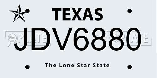 JDV6880 Texas License Plate