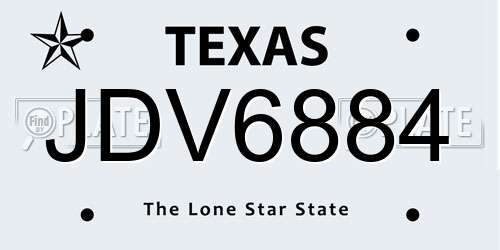 JDV6884 Texas License Plate