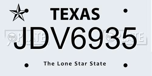 JDV6935 Texas License Plate