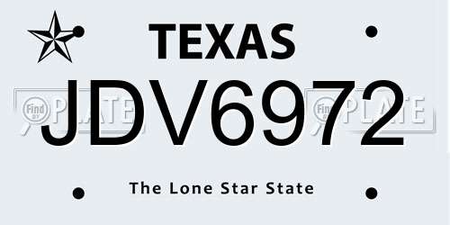 JDV6972 Texas License Plate