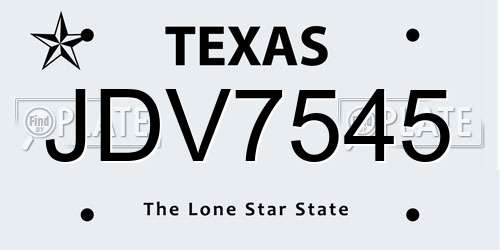 JDV7545 Texas License Plate