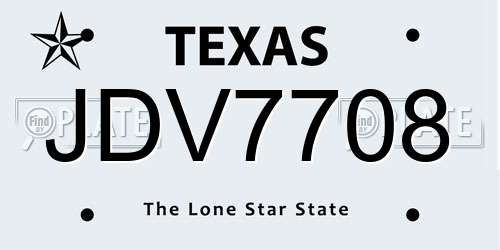 JDV7708 Texas License Plate