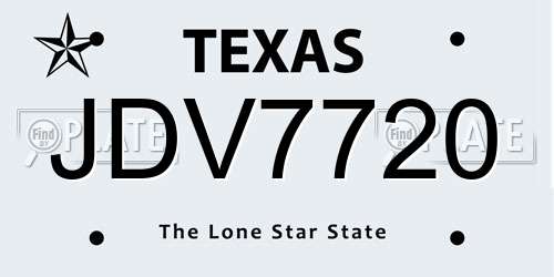 JDV7720 Texas License Plate