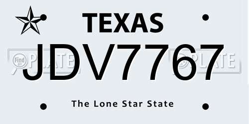 JDV7767 Texas License Plate