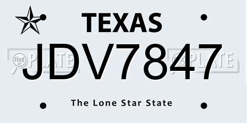 JDV7847 Texas License Plate