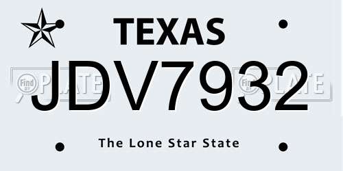JDV7932 Texas License Plate