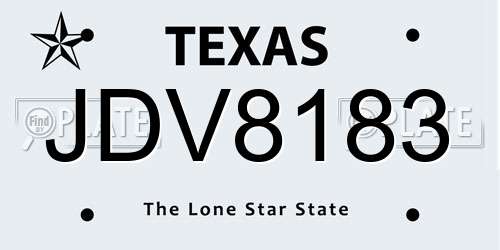 JDV8183 Texas License Plate