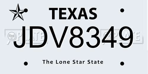 JDV8349 Texas License Plate
