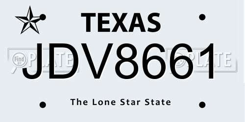 JDV8661 Texas License Plate