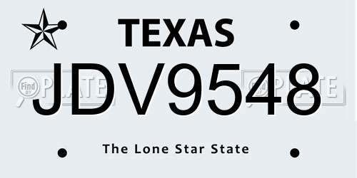 JDV9548 Texas License Plate
