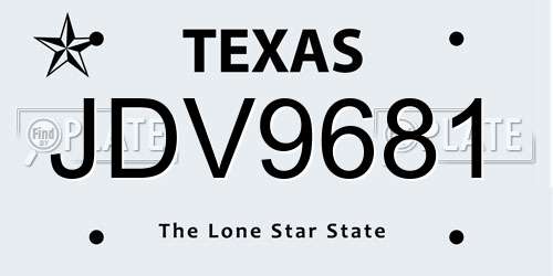 JDV9681 Texas License Plate