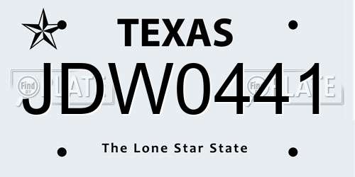 JDW0441 Texas License Plate