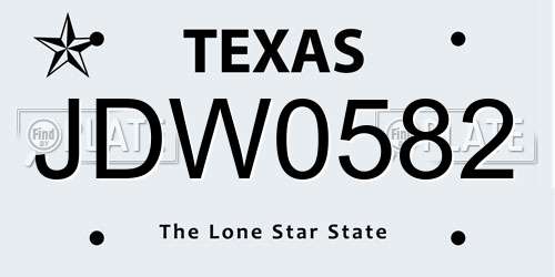 JDW0582 Texas License Plate