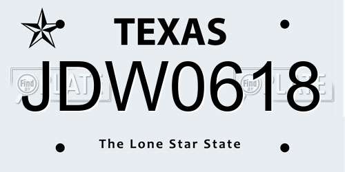 JDW0618 Texas License Plate