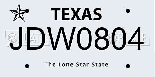 JDW0804 Texas License Plate