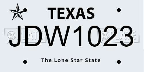 JDW1023 Texas License Plate