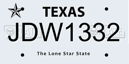 JDW1332 Texas License Plate