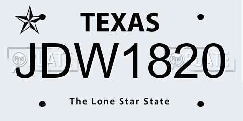 JDW1820 Texas License Plate