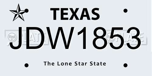JDW1853 Texas License Plate