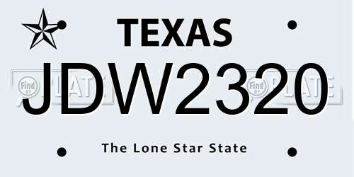 JDW2320 Texas License Plate