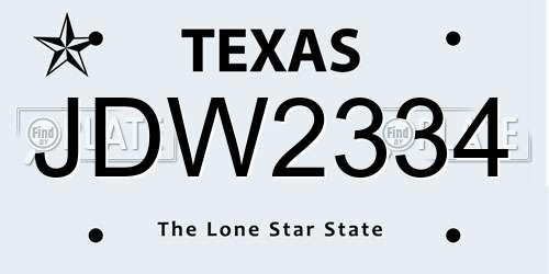 JDW2334 Texas License Plate
