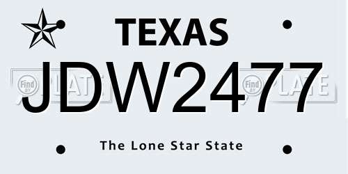 JDW2477 Texas License Plate